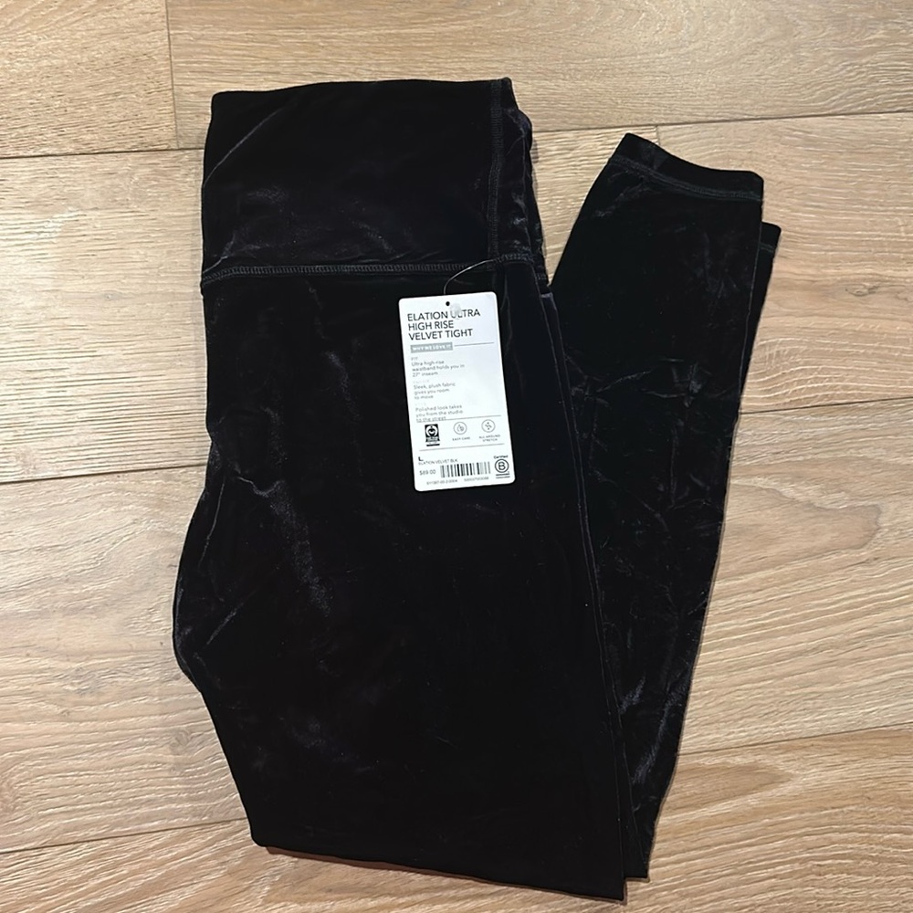 NWT Athleta Elation Ultra High-Rise Velvet Tight Black, L